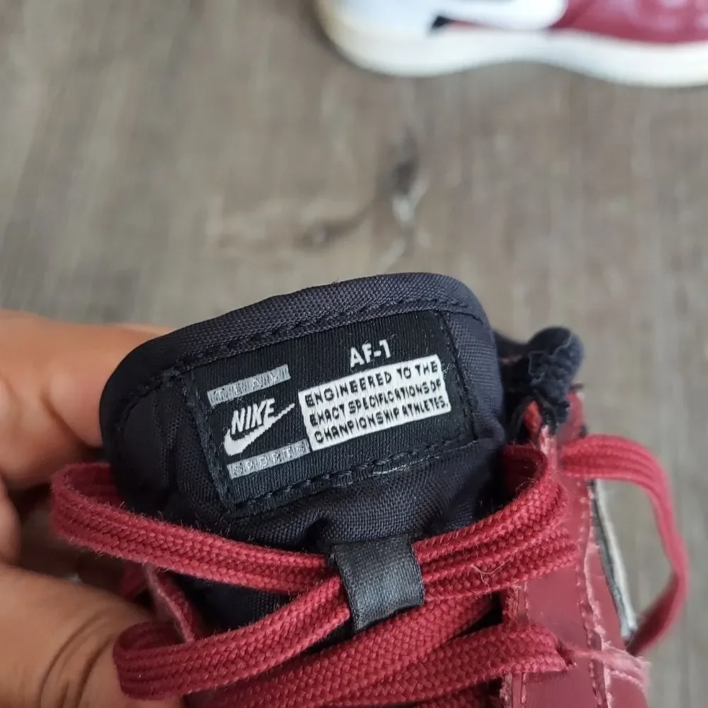 Nike Air Force One LV8 2 Toddler Shoes Maroon/White/Black Size 10C